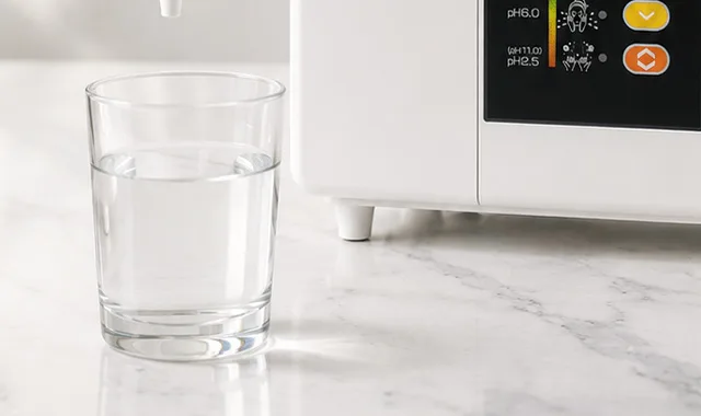Стакан свежей Kangen Water рядом с SD501DX